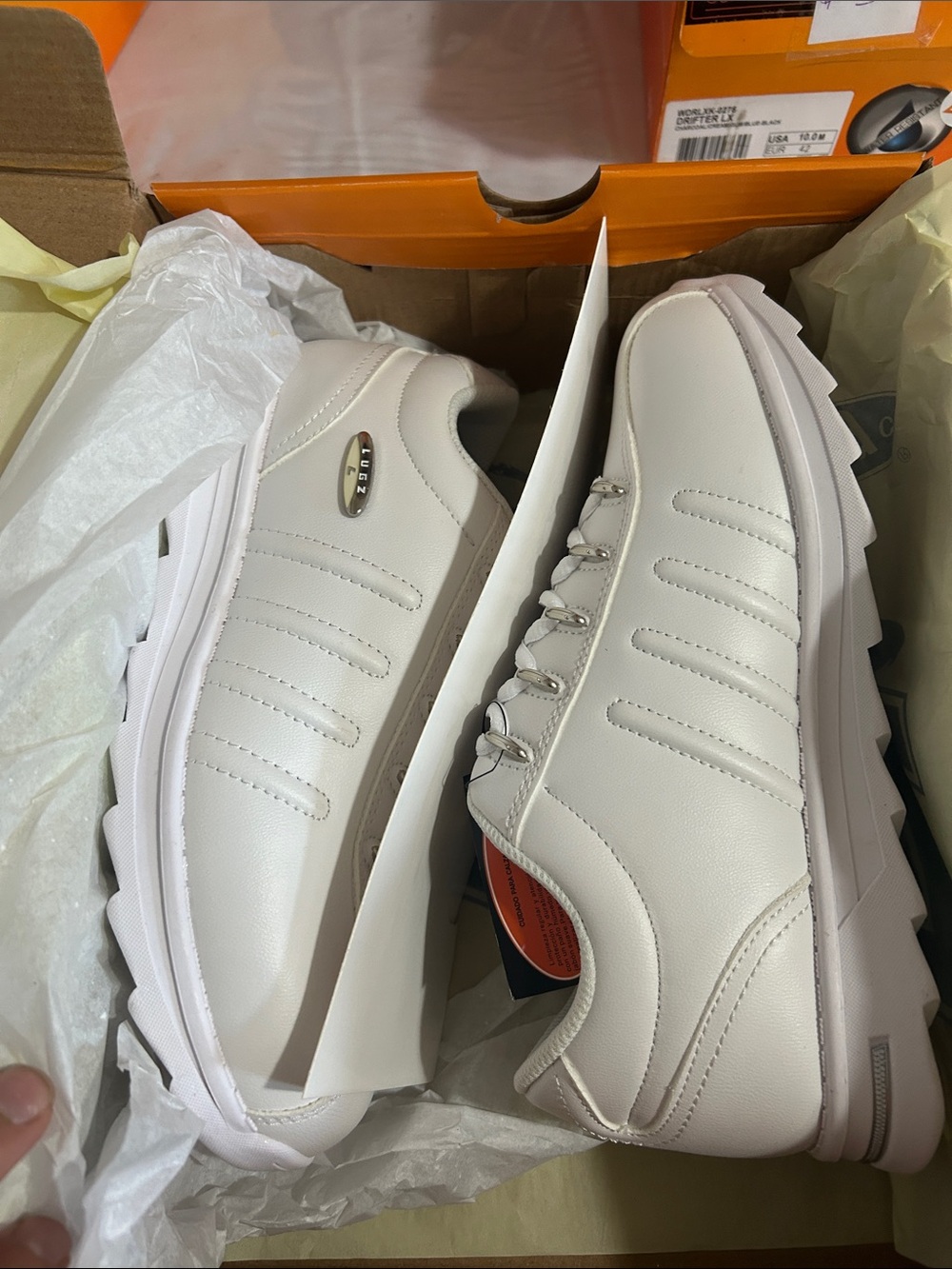 Lugz Men's unisex  All-White Low-Top Leather Sneakers